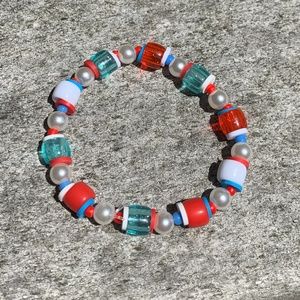 Red, White and Blue Beaded Bracelet